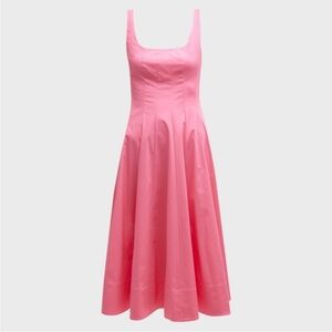 STAUD Pink Sleeveless A-Line Midi Dress